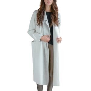 Sosken Studio Bella Long Cardigan Grey Faux Suede Long Jacket Front Pockets Sz S